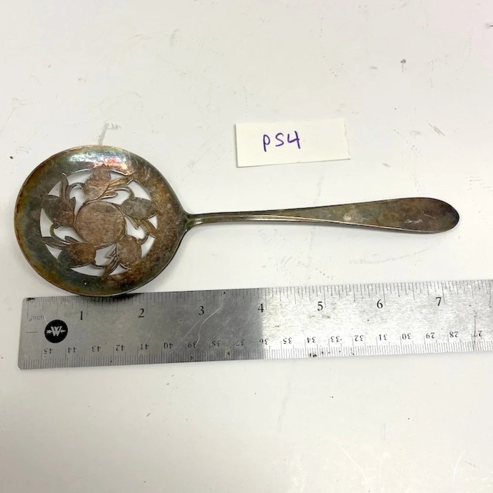Vintage Rogers Silverplate Slotted Serving Spoon Elegant Pierced Vine Pattern
